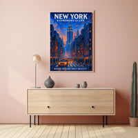 New York A Symphony Of Life Poster Abstract Wall Art