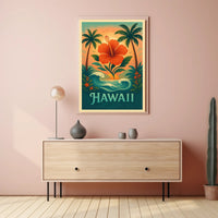Hawaiian Tropical Paradise Vintage Travel Poster