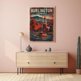 Burlington Vermont Cityscape Watercolor Wanderlust Poster