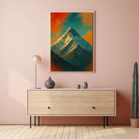 Majestic Mountain Peak Digital Artwork Poster