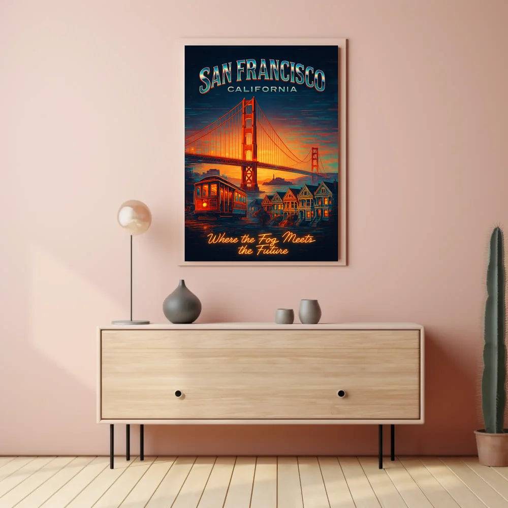 San Francisco Travel Icons Vintage Urban Cityscape Poster PosterGoat