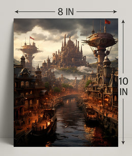 Steampunk Cityscape Poster