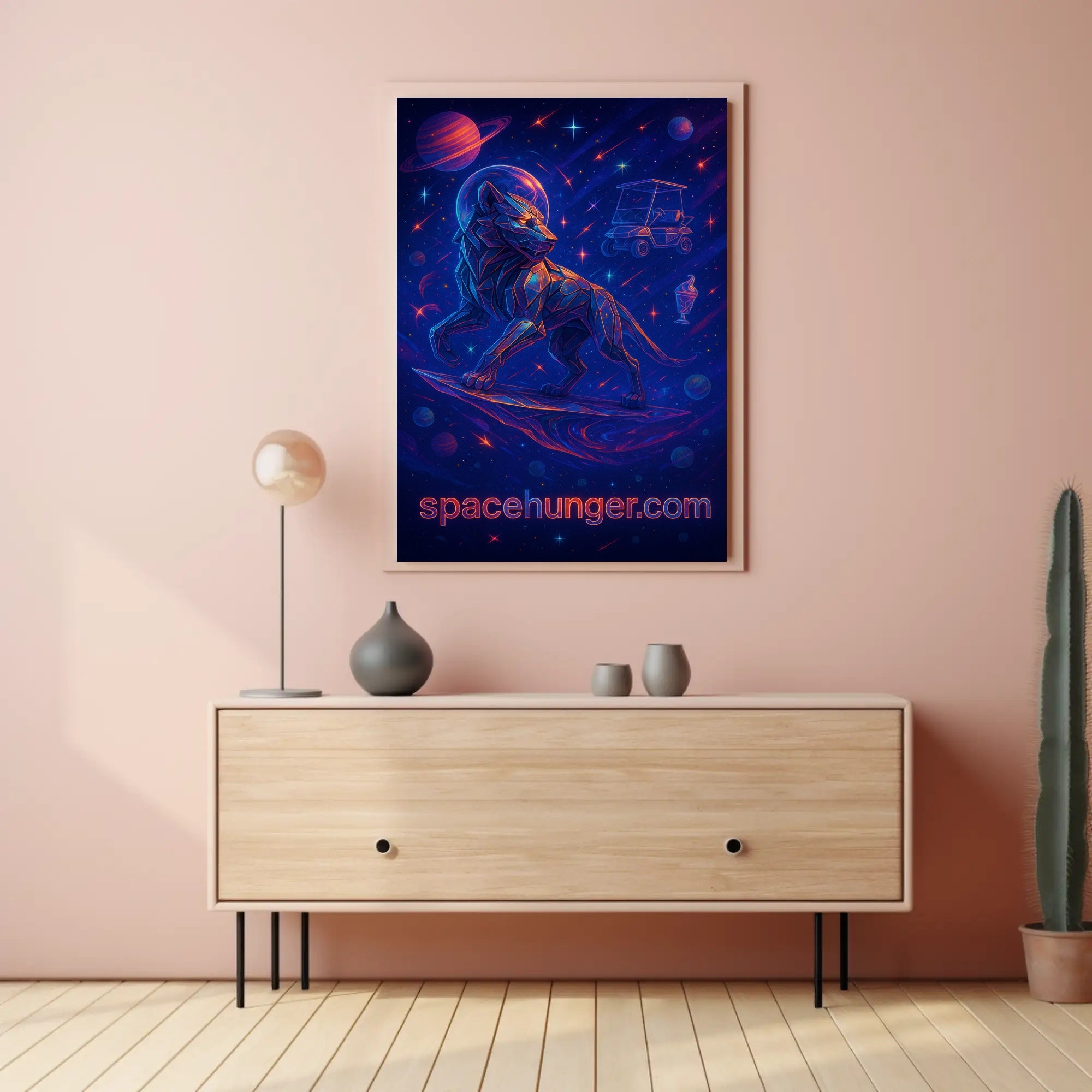 Futuristic Cosmic Wolf Travel Poster Wall Art Print