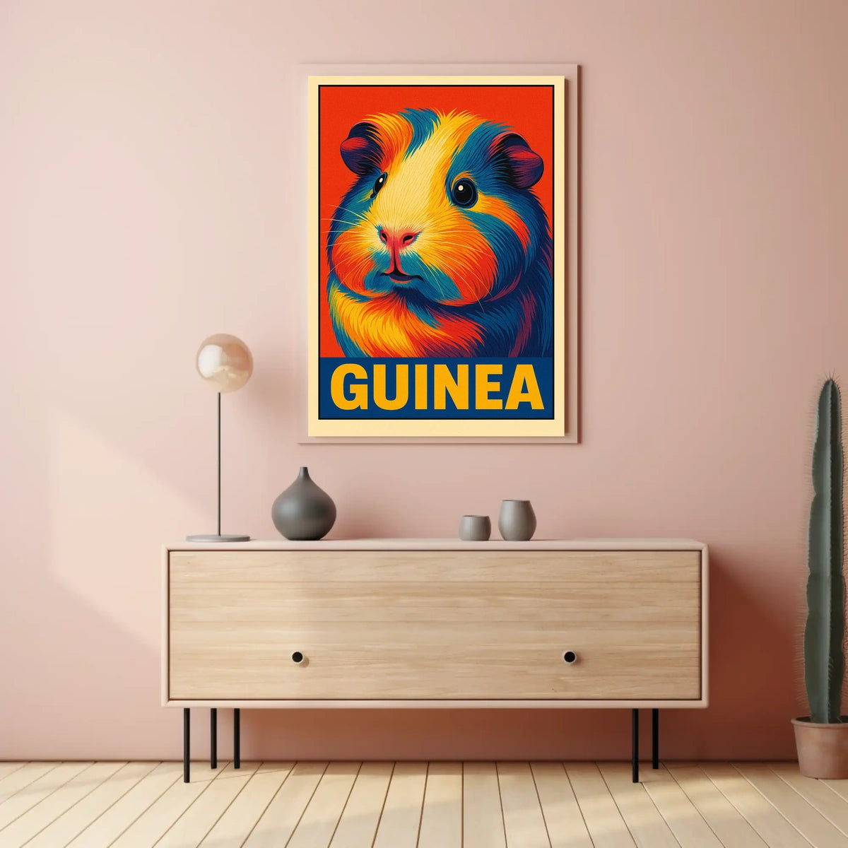Vibrant Guinea Pig Portrait Poster