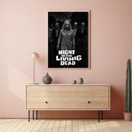 Classic Horror Zombies Vintage Black White Cinematic Gothic Mid Century Dark Poster