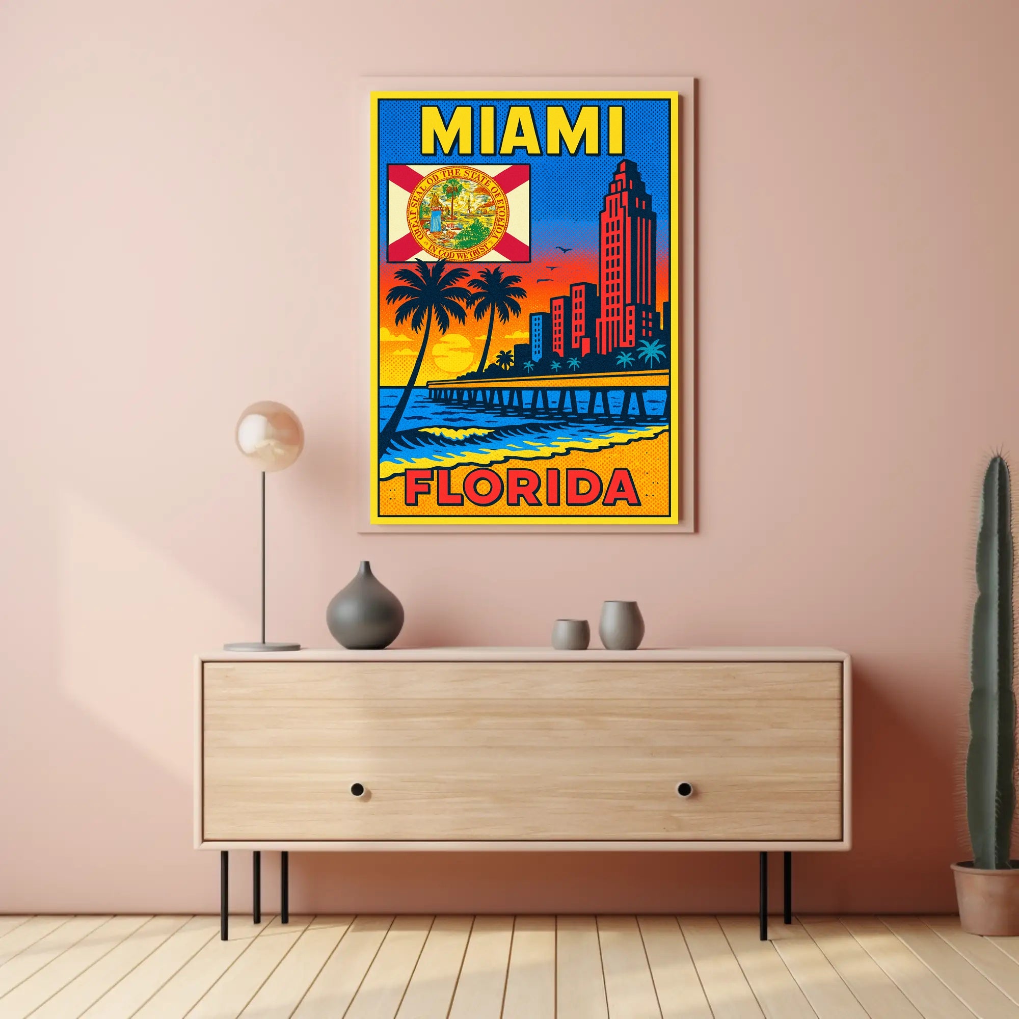 Miami, Florida Vibrant Cityscape Poster PosterGoat