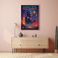 SpaceX Rocket Launch Vibrant Futuristic Sci-Fi Poster