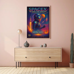 SpaceX Rocket Launch Vibrant Futuristic Sci-Fi Poster