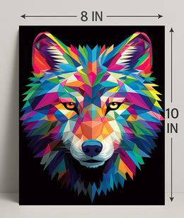 Vibrant Geometric Wolf Poster PosterGoat
