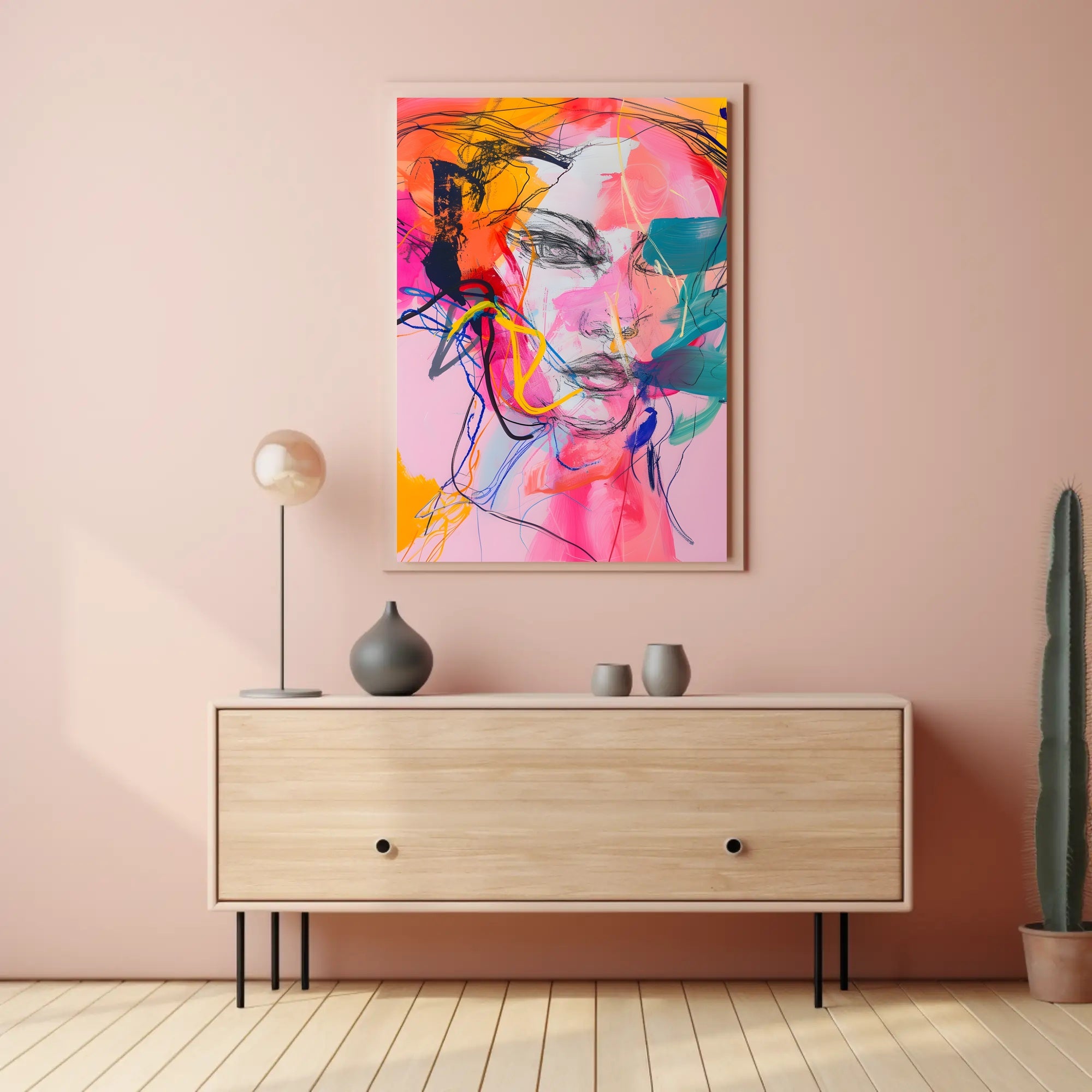 Vibrant Abstract Human Face Art Poster in Abstract Category PosterGoat