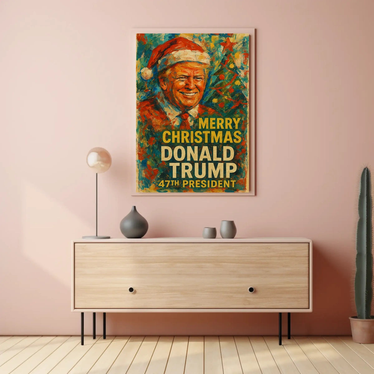 Festive Political Figure with Christmas, Political or Propaganda Poster