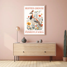 Ruffed Grouse Pennsylvania State Bird Art Poster
