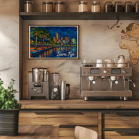 Suva, Fiji Nighttime Cityscape Poster