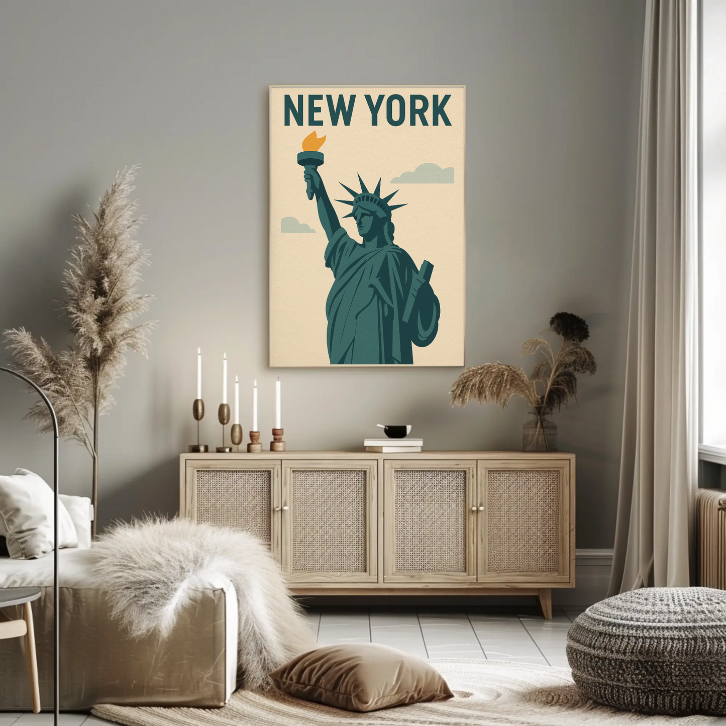 New York Liberty Statue Icon Poster Vintage Travel Poster