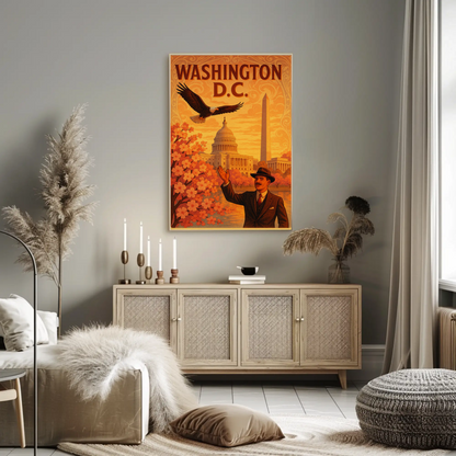 Washington DC Cherry Blossoms Capitol Eagle Travel Poster