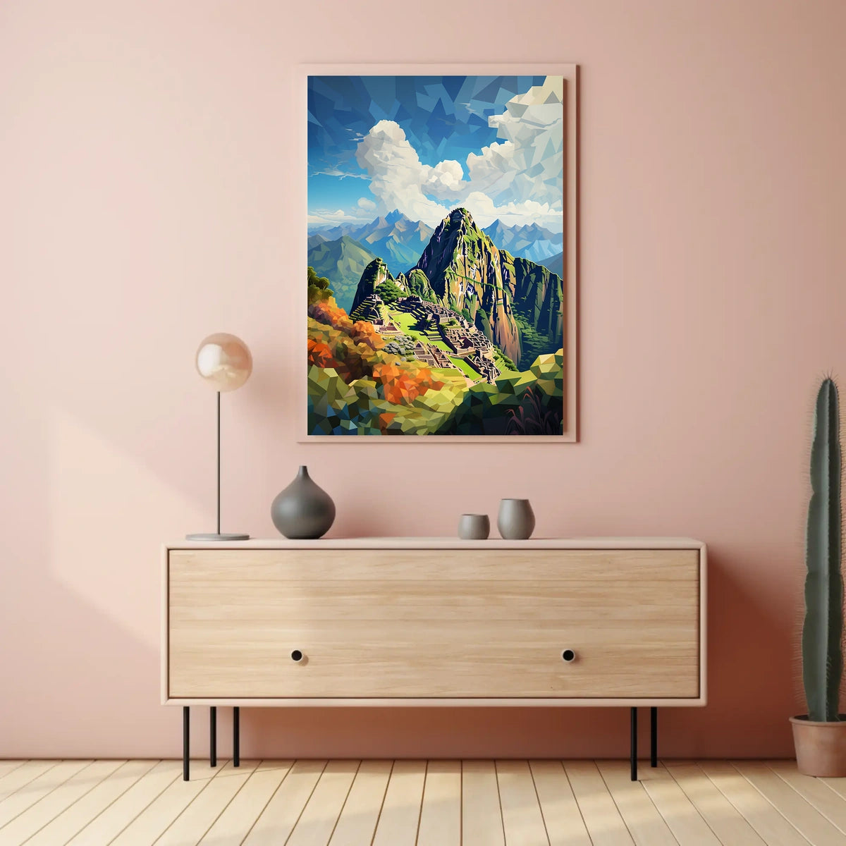 Machu Picchu Polygonal Art Adventure Cultural or Heritage Poster