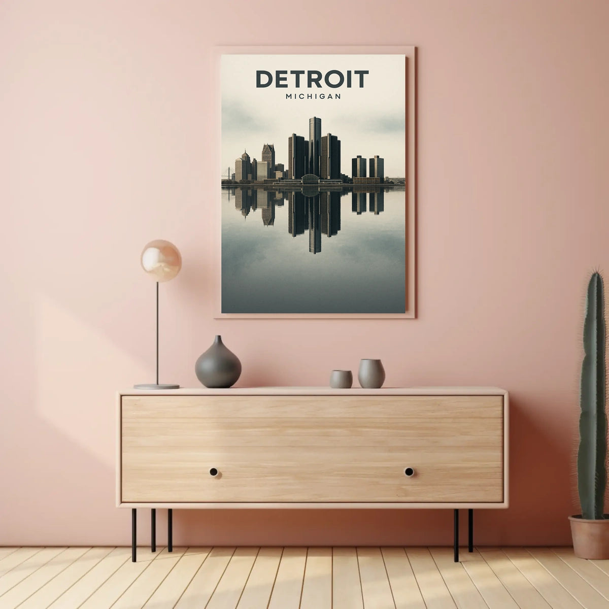 Detroit Skyline Reflection Poster