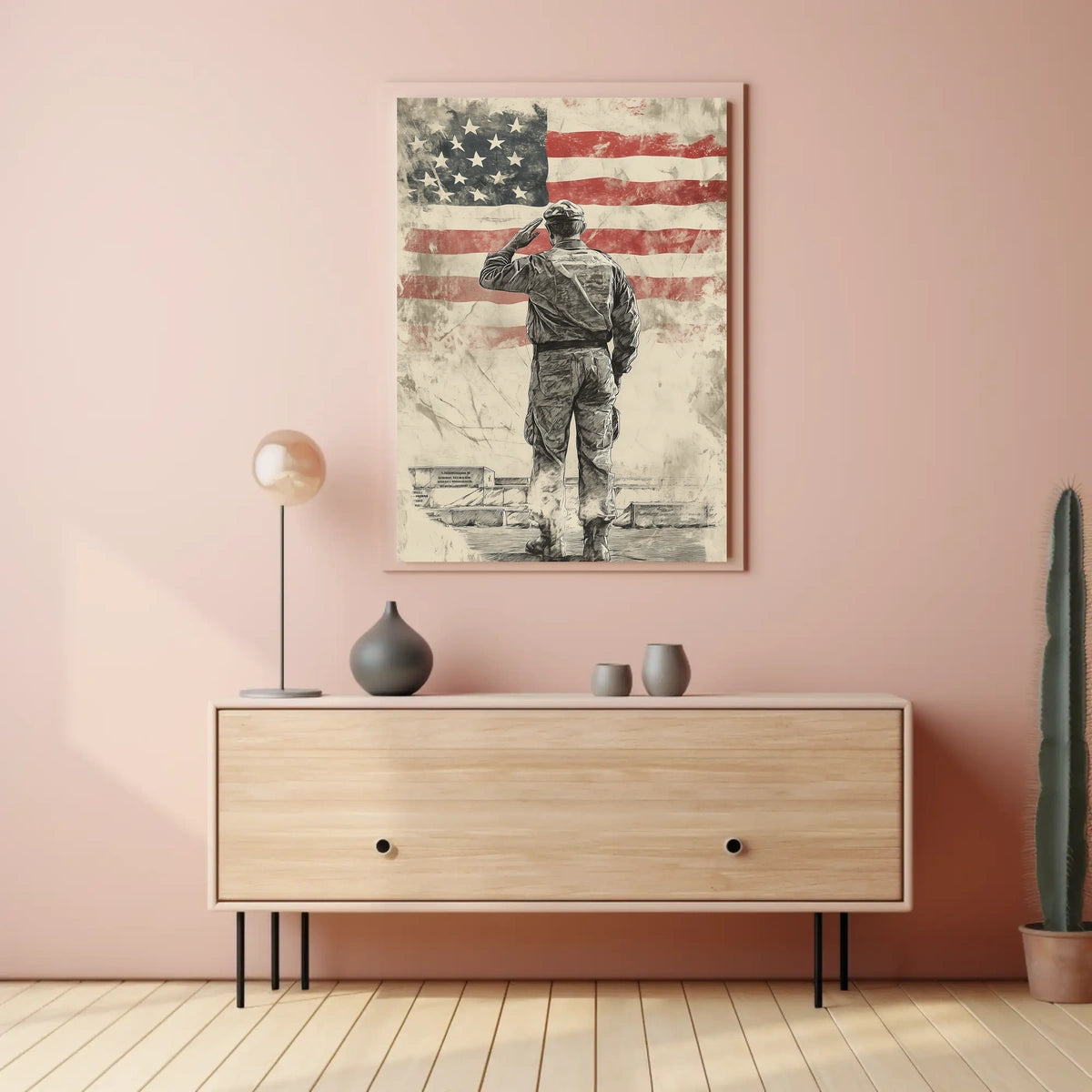 Honoring American Veteran Saluting Flag Scene Poster