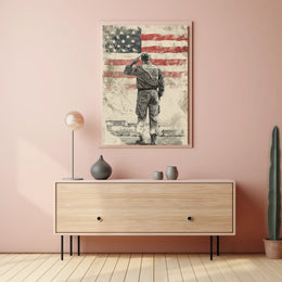 Honoring American Veteran Saluting Flag Scene Poster