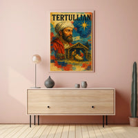 Tertullian Bearded Man with Nativity Scene Cultural Poster
