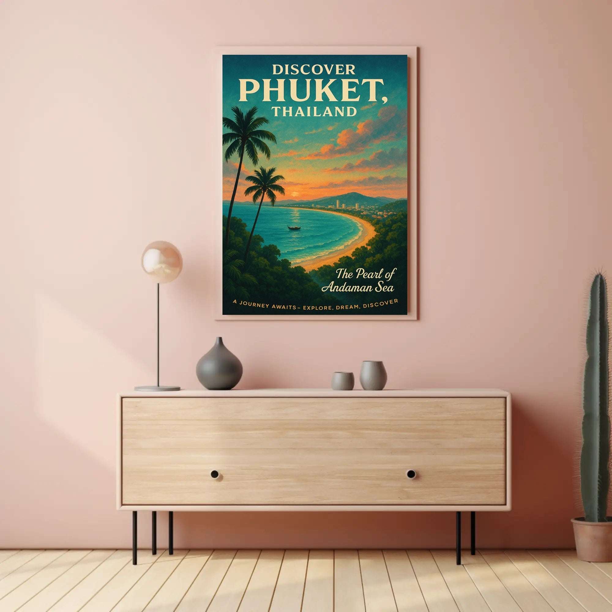 Phuket Travel Poster Vintage Beach Wall Art Print