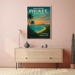 Phuket Travel Poster Vintage Beach Wall Art Print