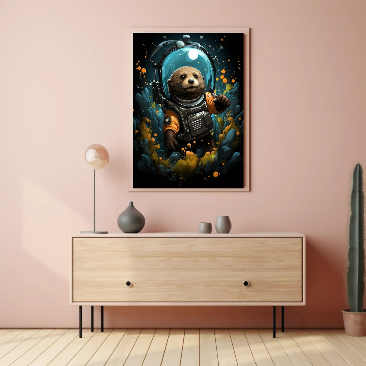 Cosmic Otter Adventure Poster Interstellar Space Journey