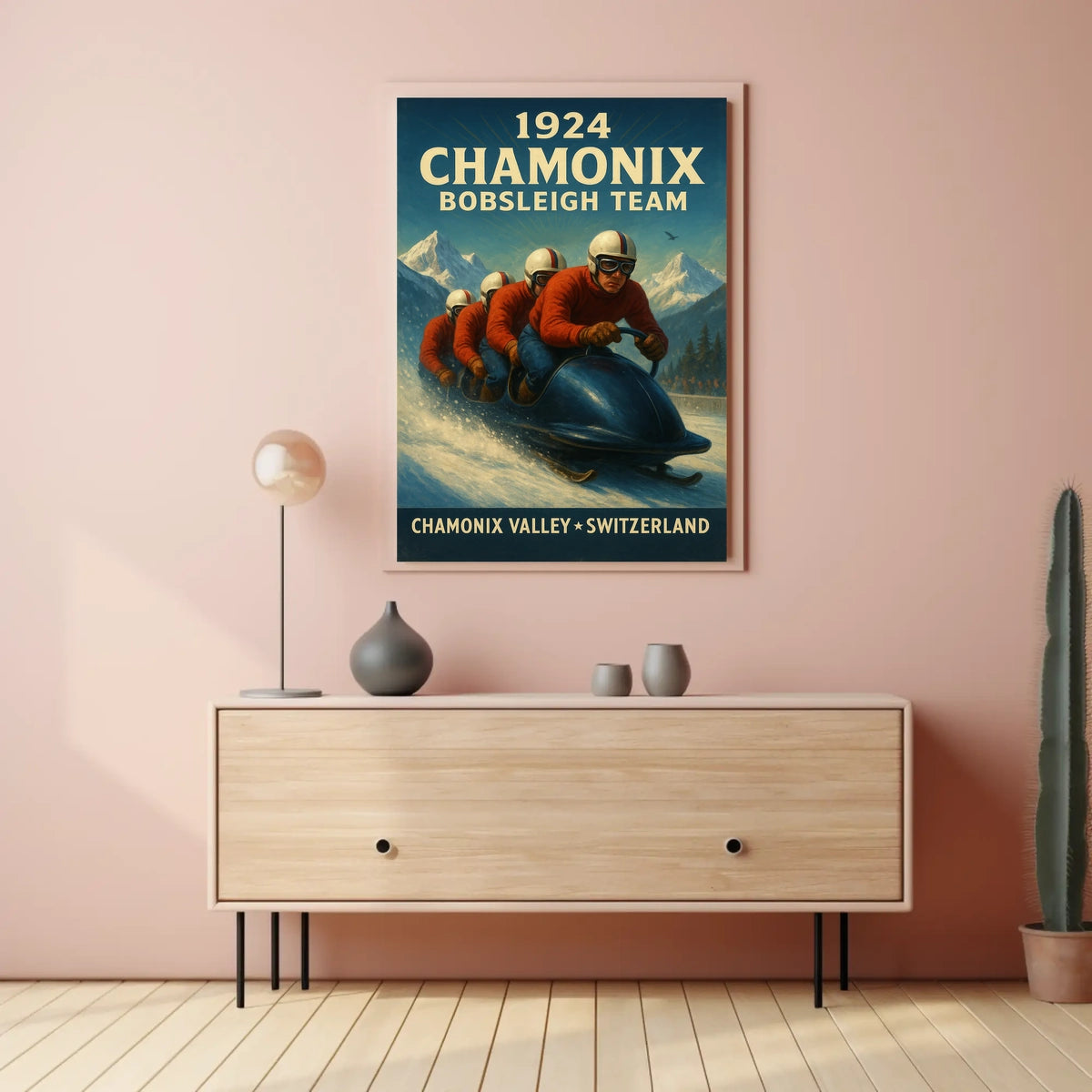 1924 Chamonix Bobsleigh Team Poster