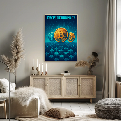Cryptocurrency Futuristic Digital Tech Poster