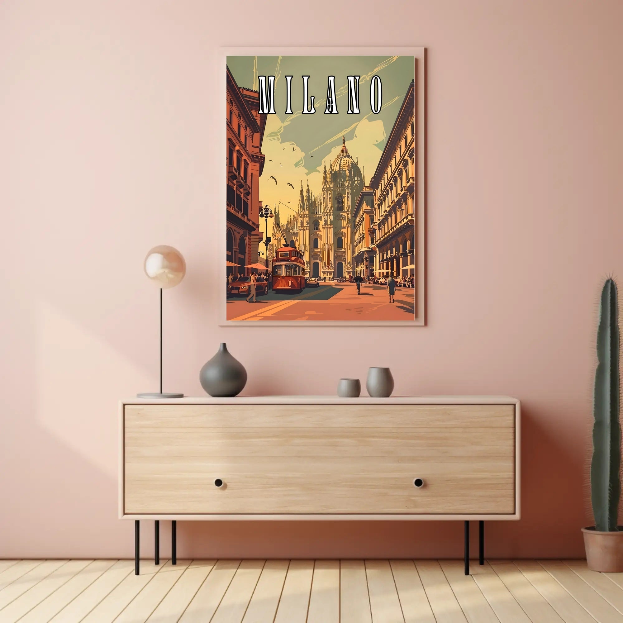 Milan Cathedral Retro Mid-Century Vintage Poster