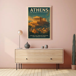Athens Parthenon Vintage Travel Poster Art Print