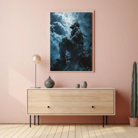 Haunting Horror Poster: Skeletal Figure with Red Eyes PosterGoat