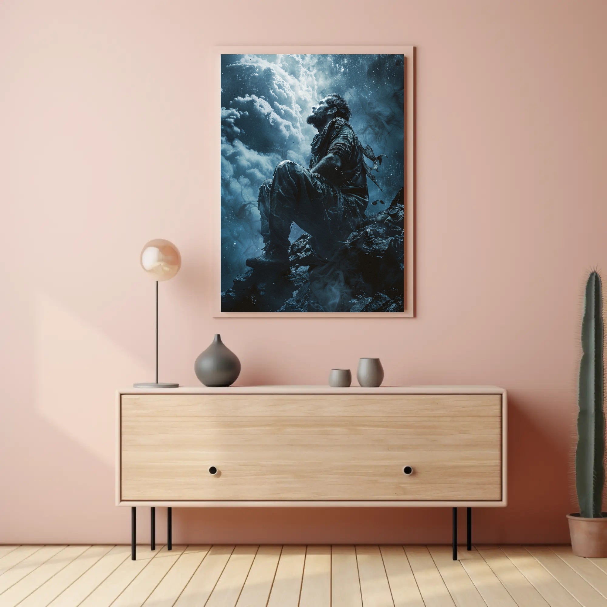 Haunting Horror Poster: Skeletal Figure with Red Eyes PosterGoat