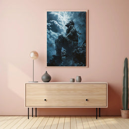 Haunting Horror Poster: Skeletal Figure with Red Eyes PosterGoat