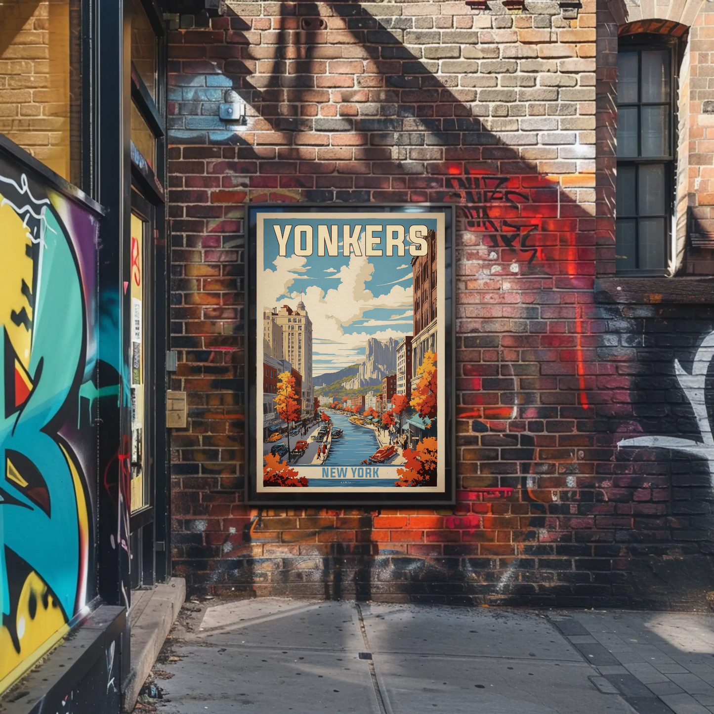 Yonkers New York Cityscape Vintage Travel Poster