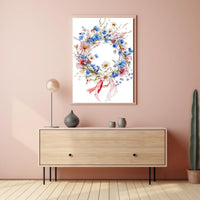 Vibrant Wreath Made Of Wildflowers Wall Decor Poster
