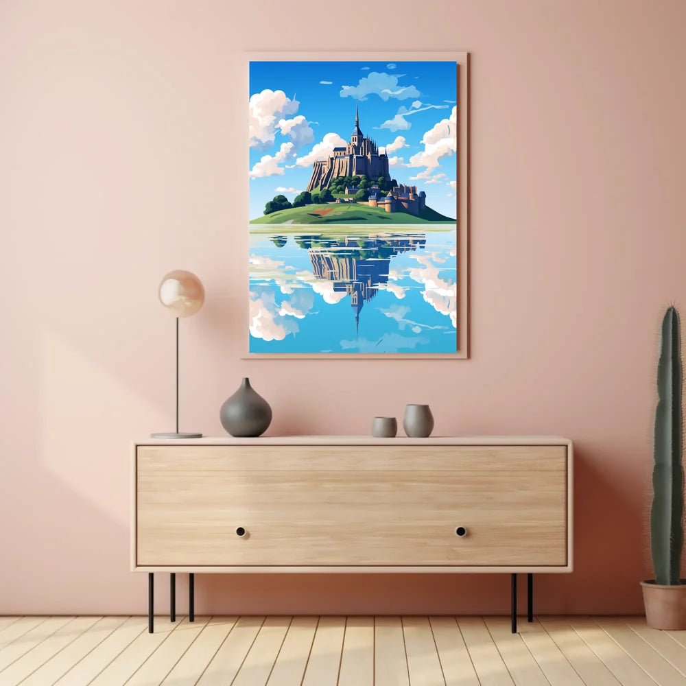 Majestic Castle Reflection: European Gothic Art Print