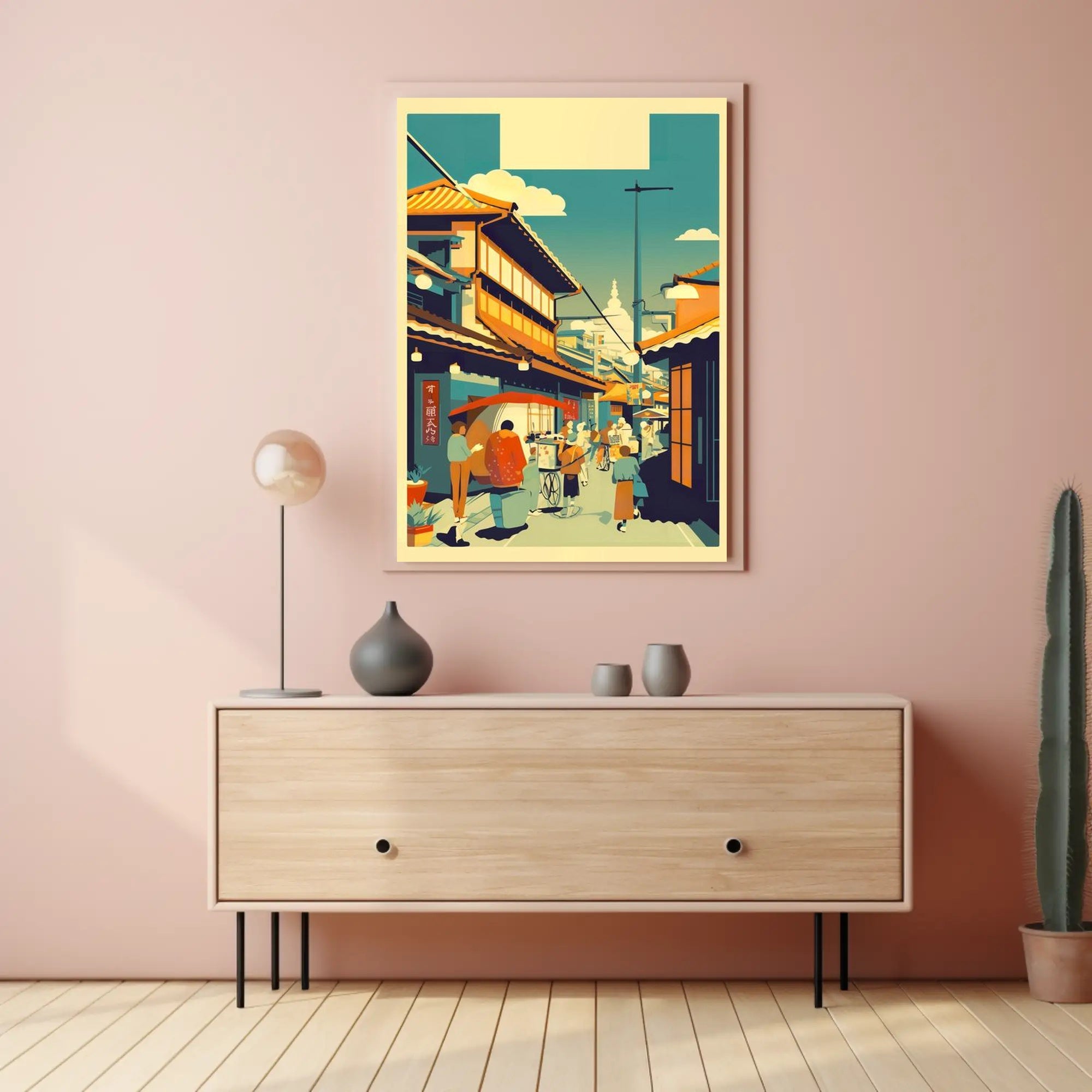 Vibrant Market Street: Asian Cultural Celebration Poster