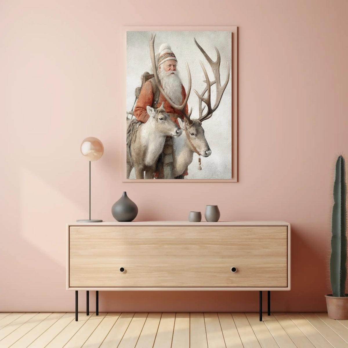 Winter Wanderer With Reindeer Poster