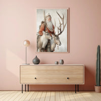 Winter Wanderer With Reindeer Poster