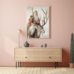 Winter Wanderer With Reindeer Poster