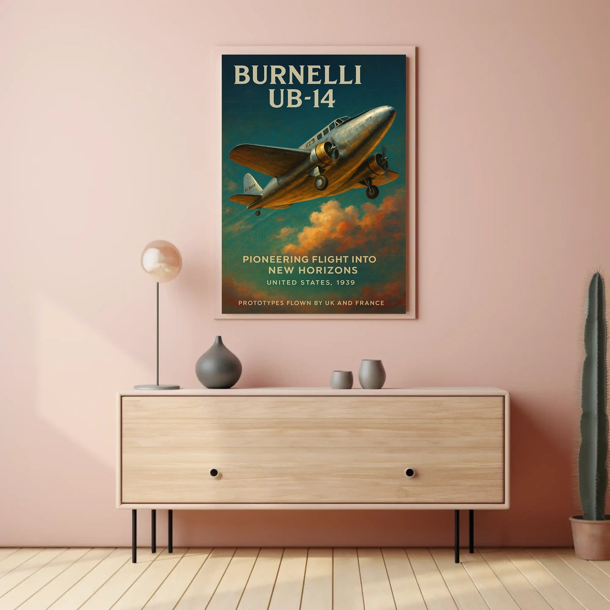 Burnelli UB-14 Vintage Aviation Poster Art 1939