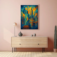 New York City Landmarks Poster Abstract Skyline Wall Art