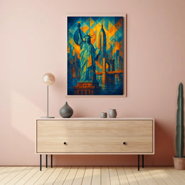 New York City Landmarks Poster Abstract Skyline Wall Art