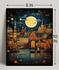 Enchanted Cityscape Under The Moon Poster