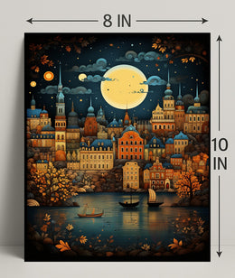 Enchanted Cityscape Under The Moon Poster