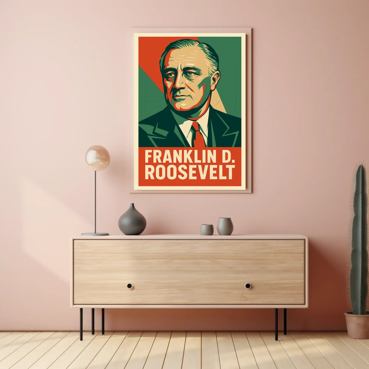 Franklin Roosevelt Portrait Art Deco Patriot Poster