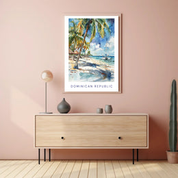 Tropical Beach Paradise in Watercolor Travel Poster PosterGoat