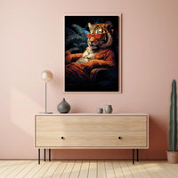 Stylized Tiger in Tropical Paradise Animal Poster