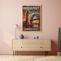 Bridgeport Connecticut Vintage Cityscape Wanderlust Poster